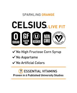 CELSIUS Sparkling Orange, Functional Essential Energy Drink 12 Fl Oz (Pack of 12) 12 Fl Oz (Pack of 12) 22 71UQxD46XZL