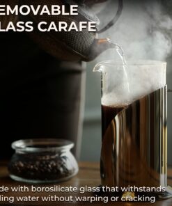 The Original Glass French Press Coffee Maker - Versatile Coffee Press, Tea Press w/ 4 Level Filtration, BPA Free French Press Stainless Steel Coffee Maker by Cafe Du Chateau (34oz) 36 71UR9FxDa2L