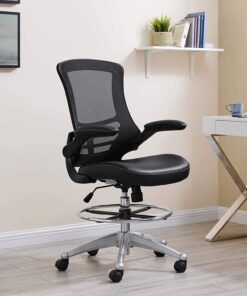 Modway Attainment Vinyl Drafting Chair - Drafting Stool With Flip-Up Arm in Black 41 71UROrfj5bL