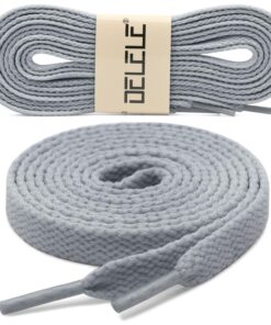DELELE 2 Pair Flat Shoe laces 5/16" Wide Shoelaces for Athletic Running Sneakers Shoes Boot Strings 55 inch (140CM) 06 Light Gray 9 71URb2yEehL