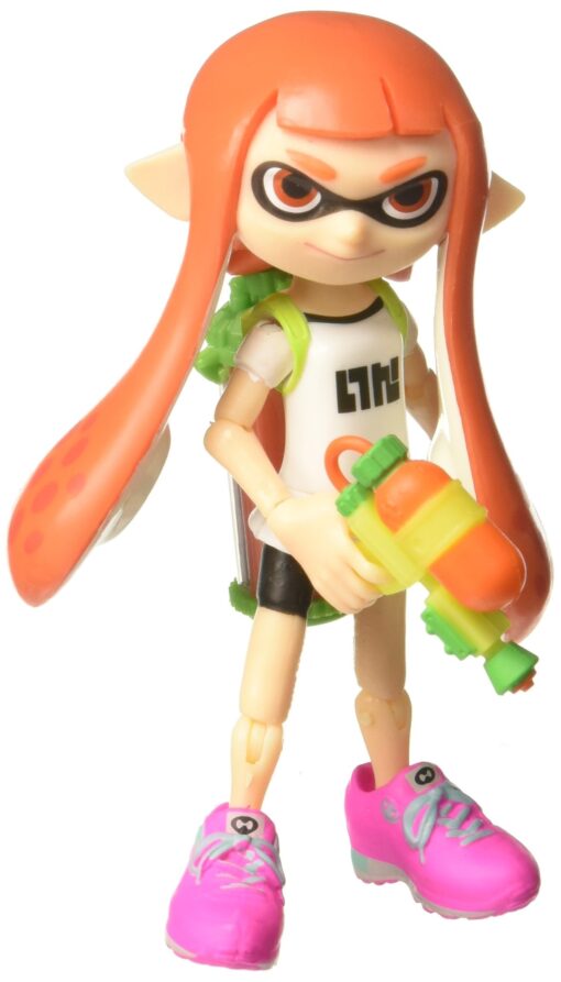 World of Nintendo Inkling Girl with Blaster Action Figure, 4"