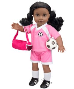 Dress Along Dolly 6pc Soccer Uniform 18" Doll Outfit w Soccer Ball- American Clothes & Accessories Set Includes Shorts, Shirt, Socks, Cleats, Sports Bag, & Ball- Perfect Holiday Girl Gift Set For Less 15 71UT7eh0jOL