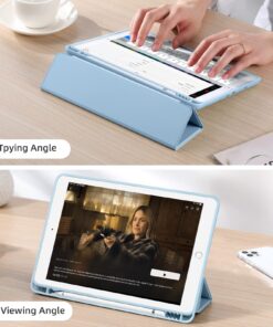 Akkerds Case Compatible with iPad 10.2 Inch 2021/2020 iPad 9th/8th Generation & 2019 iPad 7th Generation with Pencil Holder, Protective Case with Soft TPU Back, Auto Sleep/Wake Cover, Sky Blue 29 71UTvOtZOGL