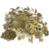 LolliBeads® 230 Gram Antiqued Bronze/Silver Metal Skeleton Keys and Wings, Bronze Steampunk Watch Gear Cog Wheel, Chains, Clasps and Jump Rings DIY Kits (300 Pcs) 6 71UU4o fPL