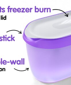 SUMO Ice Cream Containers with Lids for Homemade Ice Cream - Set of 2 Tubs - 1.5 Quart or 3 Pints per Container, Reusable Ice Cream Containers for Freezer Storage, Purple 2 Containers (1.5 Quart Each) 18 71UUCbJXmfL