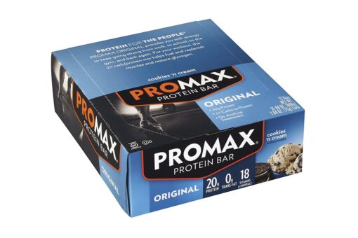 Promax Protein Bar, Cookies 'n Cream, 20g High Protein, Gluten Free, 12 Count Cookies 'n Cream 12ct 12 Count (Pack of 1)