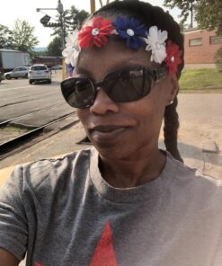 LUX ACCESSORIES Floral Flower Crown Stretch Headband Blue,White,Red 18 71UWN4BHh5L