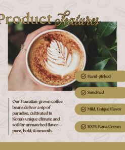 Hualalai Estate Whole Bean 100% Kona Coffee - Medium Dark Roasted Hawaiian Grown Beans - Pesticide-Free Gourmet Grade Premium Coffee (7 oz) 7 Ounce (Pack of 1) 8 71UWO48AXAL