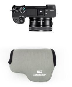 MegaGear MG064 Ultra Light Neoprene Camera Case Compatible with Sony Alpha A6400, A6500, A6300, A6000 (16-50 mm)-Gray (Model: MG065) Gray 26 71UXHdeAbeL