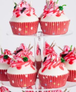 YestBuy 4 Tier Round Acrylic Cupcake Stand with Base, Premium Cupcake Holder, Acrylic Cupcake Tower Display Cady Bar Party Décor – Display for Pastry (4" Between 2 Layers with Base) 4 Tier Round with BASE ( 4" between 2 layers) 25 71UXR9pWQ8L