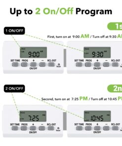 BN-LINK Digital Timer Outlet Indoor,24 Hour Light Timer Easy Programmable,Mini 2 Prong Plug in Timers for Electrical Outlets,Lamps,Fans,2 On/Off Programs,2 Pack,15A/1875W 17 71UXe7fTSL