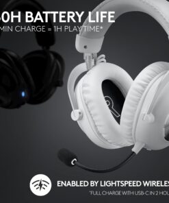 Logitech G PRO X 2 Lightspeed Wireless Gaming Headset: Detachable Boom Mic, 50mm Graphene Drivers, DTS:X Headphone 2.0—7.1 Surround, Bluetooth/USB/3.5mm Aux, for PC, PS5, PS4, Nintendo Switch - White Generation 2 13 71UXyLbLBuL