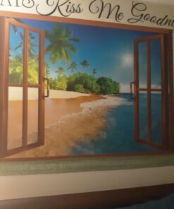 Large Removable Beach Sea 3D Window Decal Wall Sticker Home Decor Exotic Beach View Art Wallpaper Mural 22 71UZ5gYwu3L