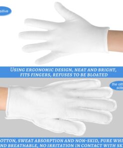Cotton Gloves, 30 Pcs White Cotton Gloves for Dry Hands Moisturizing Eczema, Washable Cotton Gloves for Men and Women, Stretchable Cloth Gloves for Coin Jewelry Silver Inspection 15 PAIRS 30 71UZCWtI lL