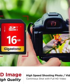 Gigastone 16GB 2-Pack SD Card UHS-I U1 Class 10 SDHC Memory Card High-Speed Full HD Video Canon Nikon Sony Pentax Kodak Olympus Panasonic Digital Camera, with 2 Mini Cases SD 16GB U1 2-Pack 7 71UZfRLtmlL