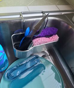 simplehuman Sink Caddy Sponge Holder, Brushed Stainless Steel Full-Size 32 71UZhf7sPvL