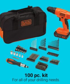 BLACK+DECKER 20V MAX* POWERCONNECT Cordless Drill Kit + 100 pc. Kit (BDC120VA100), Orange Drill Project Kit 22 71UbD8zUuOL