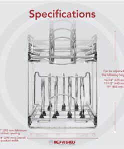 Rev-A-Shelf 2-Tier Kitchen Cabinet Pull Out 12" Cabinet Organizer for Pots, Pans, and Lid Cookware, Adjustable Heavy Duty Wire, Chrome, 5CW2-1222-CR 12 in. 38 71UevjbR85L