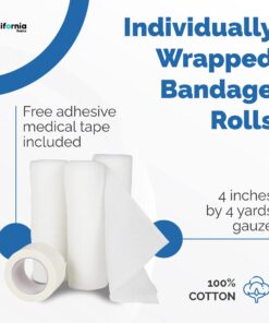 Surgical Gauze Bandage Rolls (4 inch) - Pack of 24 with Bonus Tape - Essential for First Aid and Medical Supplies - Medical Supplies for Wound Care - Breathable Medical Tape 4 Inch 24 Pack 26 71Uf7nqvzL 1