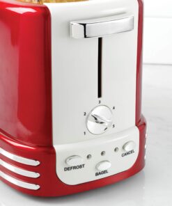 Nostalgia New and Improved Wide 2-Slice Toaster Perfect For Bread, English Muffins, Bagels, 5 Browning Levels, With Crumb Tray & Cord Storage, Retro Red 23 71UfLodGmIL