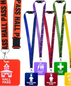 GIFTEXPRESS Hall Pass Lanyards and School Passes Set of 6 17 71UgHfONu2L