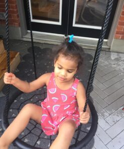 Sorbus Saucer Tree Swing- Kids Outdoor Disc Round Swing - 24" Heavy Duty 220lbs Seat- Easy Install Flying Saucer Web Circle Swing- Perfect for Gift,Playground, Birthday, Xmas, IndoorOutdoor Tire Swing Net Seat 24 inch 31 71UgLW0d2L