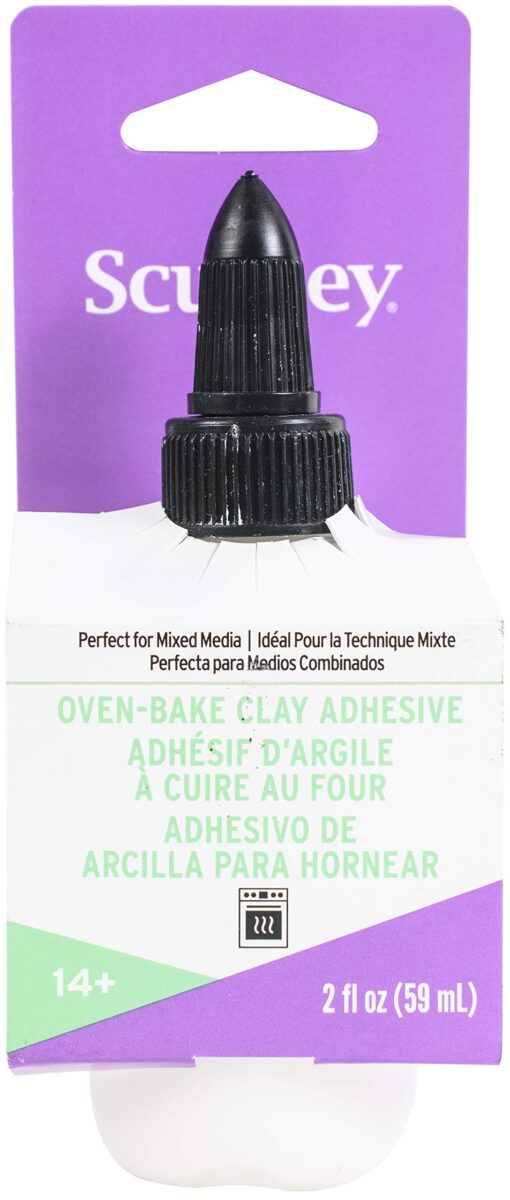 Sculpey Oven Bake Clay Adhesive, Non Toxic, 2 fl oz. bottle with precise flow twist cap. Great for gluing polymer clay to itself and porous surfaces. Multicolor