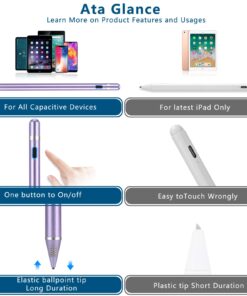 Active Stylus Pens for Touch Screens, Digital Stylish Pen Pencil Rechargeable Compatible with Most Capacitive Touch Screens Purple 9 71UhKXh2MZL