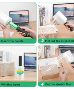 CREGEAR Stretch Wrap Film 6 Pack, Mini Clear Shrink Wrap (5"x1000Ft x80 Gauge) with 2 Reusable Handles, Industrial Stretch Plastic Wrap for Moving Wrapping Plastic Roll & Pallet Wrap,Total 6000 Ft 20 71UhtswraXL