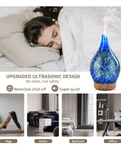 Porseme Oil Diffuser 3D Glass Aromatherapy Ultrasonic Humidifier, Air Refresh Auto Shut-Off, Timer Setting, BPA Free for Home Hotel Yoga Leisure SPA Gift 100ml Last 4H C1-100ml Afantty 22 71Ui 8eNqzL