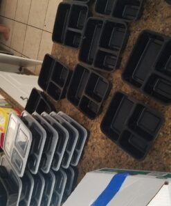 30 Value Pack - SimpleHouseware 3 Compartment Reusable Meal Prep Food Storage Container Lunch Boxes, Stackable and Dishwasher, Microwave, Freezer Safe (36 ounces) 30 Pack 35 71UiPeD LL