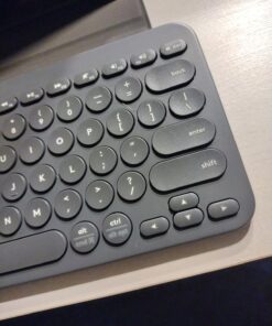 Logitech K380 Pebble Multi-Device Bluetooth Keyboard – Windows, Mac, Chrome OS, Android, iPad, iPhone, Apple TV Compatible – with Flow Cross-Computer Control and Easy-Switch up to 3 Devices –Dark Grey Dark Grey 56 71Ul4VVN IL