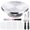 Puroma 8-in-1 Cake Turntable 12'' Cake Stand, Aluminium Alloy Cake Decorating Kit with 3 Angled Icing Spatulas and 4 Icing Combs for Baking 8 71UlpOe1LVL