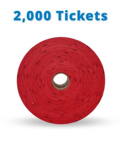 Indiana Ticket CO. 2,000 Red Raffle Tickets Double Roll, Premium Quality 50/50 Raffle Tickets, Tickets for Events, Carnivals, Door Prizes, Drinks and More 9 71Um74 IOWL