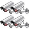 WALI Bullet Dummy Fake Surveillance Security CCTV Dome Camera Indoor Outdoor with one LED Light Warning Security Alert Sticker Decals (TC-S4), 4 Packs, Silver 10 71UnDnpdGAL
