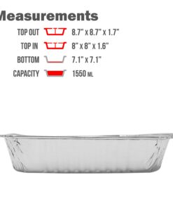 (35 Pack) 8” x 8” Square Baking Cake Pans with Plastic Dome Lids | Heavy Duty l Disposable Aluminum Foil Tins l Portable Food Containers l Perfect for Roasting Oven Toaster Cooking 35 26 71UnQqFJYfL