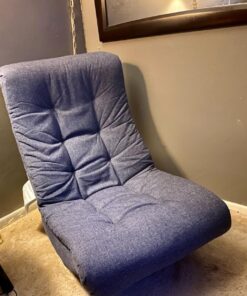 Amazon Basics Swivel Foam Lounge Chair - with Headrest, Adjustable, Denim, Blue, 26.3D x 23.5W x 13.7H in Chair with headrest 40 71Uo uklALL