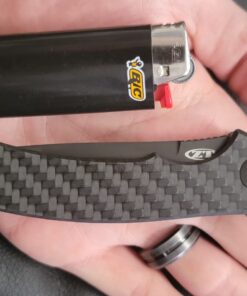 Zero Tolerance 0450CF; Folding Knife with 3.25” DLC-Coated S35VN Stainless Steel Blade, All-Black Carbon Fiber and Titanium Handle Scales, KVT Ball-Bearing Opening, Frame Lock, Pocketclip; 2.45 OZ. 46 71UozVswdeL