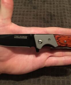TAC FORCE Spring Assisted Folding Pocket Knife – Black Stainless Steel Drop Point Blade, Brown Wood Handle with Stainless Steel Bolster, Pocket Clip, Tactical, EDC, Rescue - TF-469 52 71UpiymdcHL