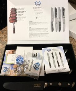 Dalstrong Steak Knives - Set of 4 - Serrated Blade - Gladiator Series Elite - Forged German High-Carbon Steel - Table Dinner Kitchen Knives - Sheaths - Razor Sharp - Dinner Set - NSF Certified 5" Serrated Black 55 71Uq6ATkWZL