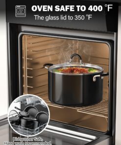 Cook N Home Pots and Pans Nonstick Kitchen Cookware Sets include Saucepan Frying Pan Stockpots 8-Piece, Heavy Gauge, Stay Cool Handle, Black 19 71UqbBc42L