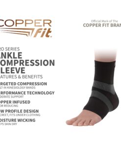Copper Fit Pro Series Unisex Ankle Compression Sleeve Medium Black with Copper Trim 1 9 71Ure0tXSzL