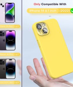 Alternative view of TOCOL 5 in 1 for iPhone 14 Case, with 2 Pack Screen Protector + 2 Pack Camera Lens Protector, Liquid Silicone Phone Case for iPhone 14, Yellow for iPhone 14 6.1"