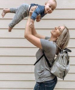 VS VOGSHOW Diaper Bag Backpack, Multifunction Stylish Travel Baby Bag Backpack with Crossbody Strap, Maternity Nappy Bag Gray 109 71UsYM1zcTL