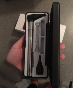 Third Generation Dr Mom Slimline Stainless LED Pocket Otoscope with Soft White Natural Hue Light Spectrum in Hard Travel Case Includes Lighted Ear Wax curettes 30 71Usa1aZ nL