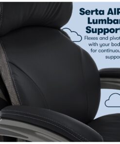 Serta Big and Tall Executive Office Chair with AIR Technology and Smart Layers Premium Elite Foam, Supports up to 350 Pounds, Bonded Leather, Black 25 71UsdH7vS2L