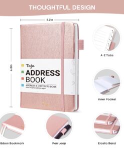 Taja Address Book with Alphabetical Tabs,Hardcover Address Book Large Print for Record Contacts, Small Address Book to Store All Your Important Informations In One Place - Rose Gold a. Rose Gold 12 71UtAWjiCL