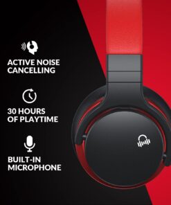 Alternative view of MOVSSOU E7 Active Noise Cancelling Headphones Bluetooth Headphones Wireless Headphones Over Ear with Microphone Deep Bass, Comfortable Protein Earpads, 30 Hours Playtime for Travel/Work, Black