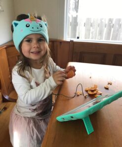 CozyPhones Kids Headphones, Headband Earphones for Children, Baby, & Toddlers 1-3. Stretchy & Comfy for Home, Plane & Car Travel Accessories - Mystic Unicorn Blue 30 71UvYKr38L