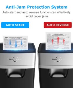 BONSEN 16-Sheet Heavy Duty Paper Shredder for Office, 60-Minute Running Time Cross-Cut CD Shredder with 60dB Low-Noise, 5.3-Gallon Pull Out Bin, Anti-Jam & Quiet Shredder for Home Office (S3102) 16-Sheet Cross-Cut 14 71Uw0rmdmyL